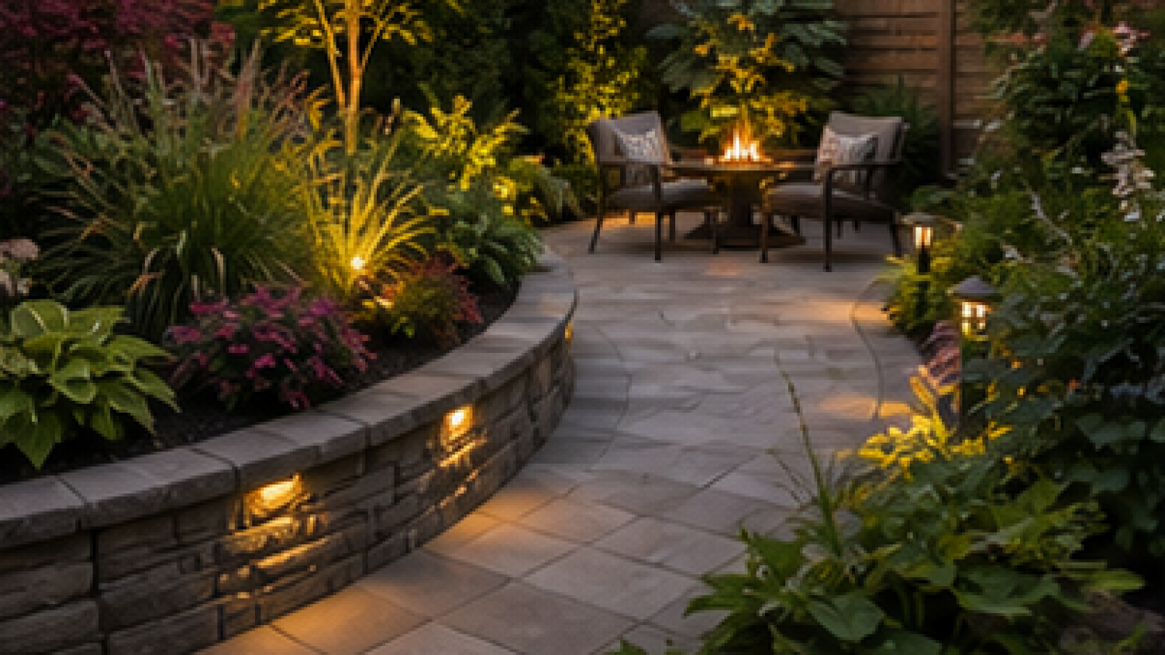 Patio Landscaping Ideas with stone border