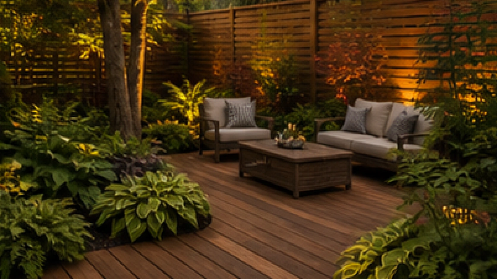 Patio Landscaping Ideas with natural wood