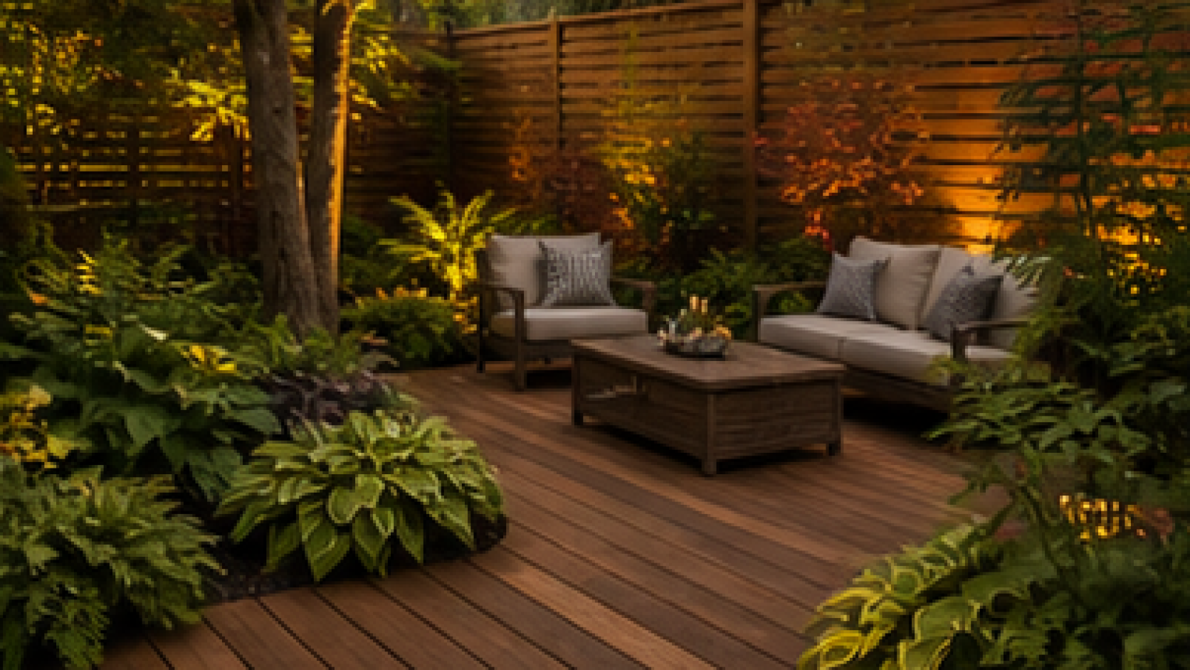 Patio Landscaping Ideas with natural wood