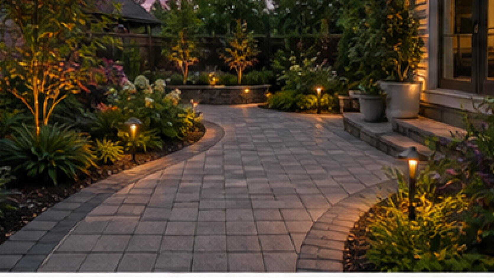 Paver Patio Ideas with path lights
