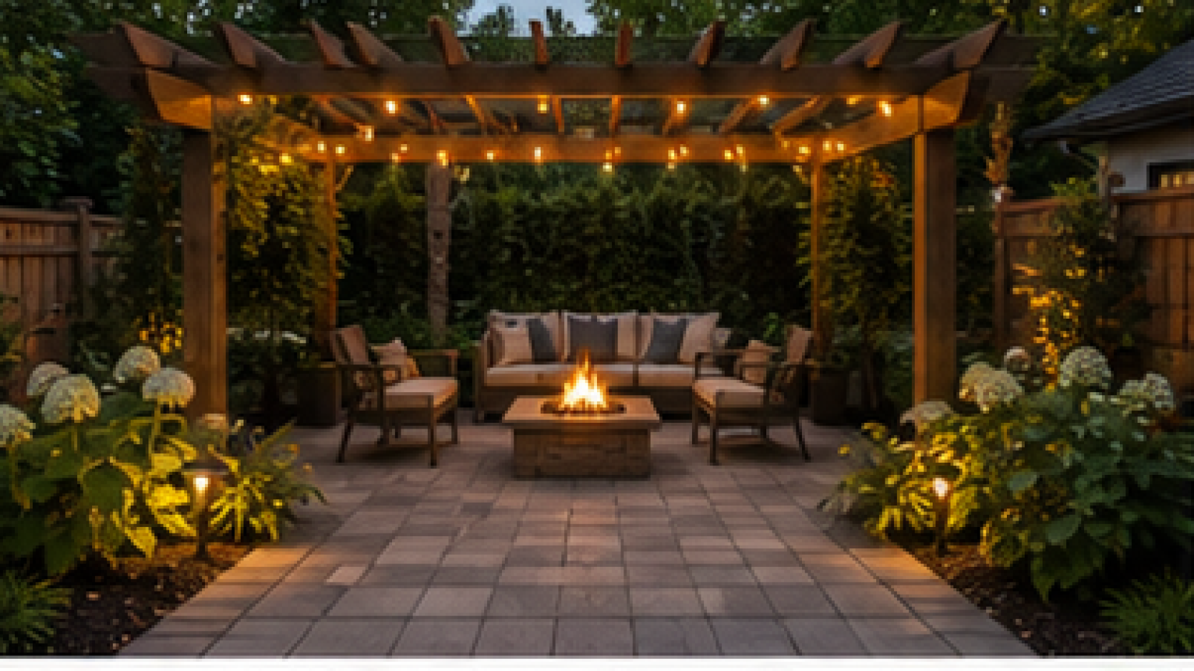 Paver Patio Ideas with pergola accent