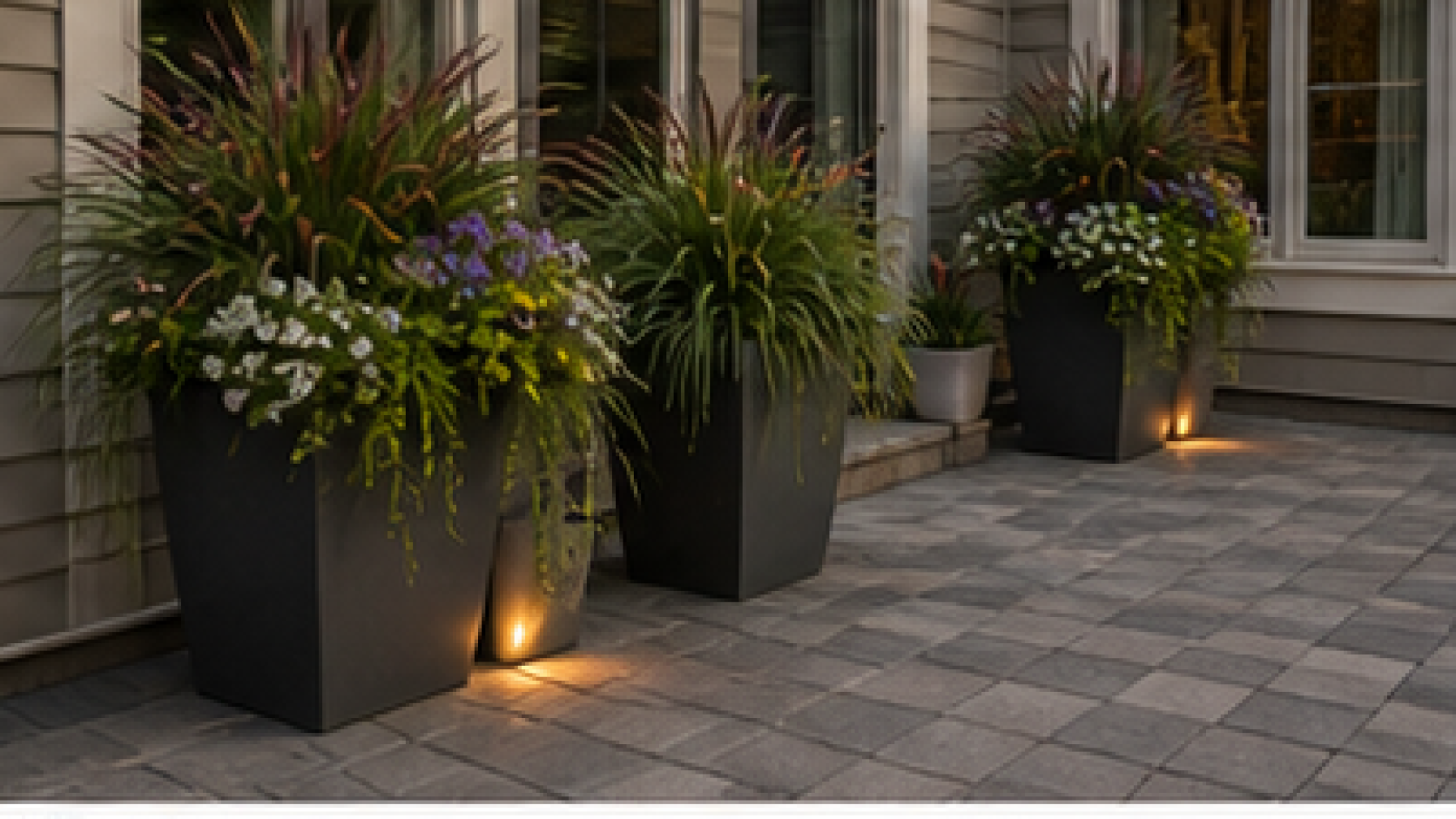 Paver Patio Ideas with patio planters