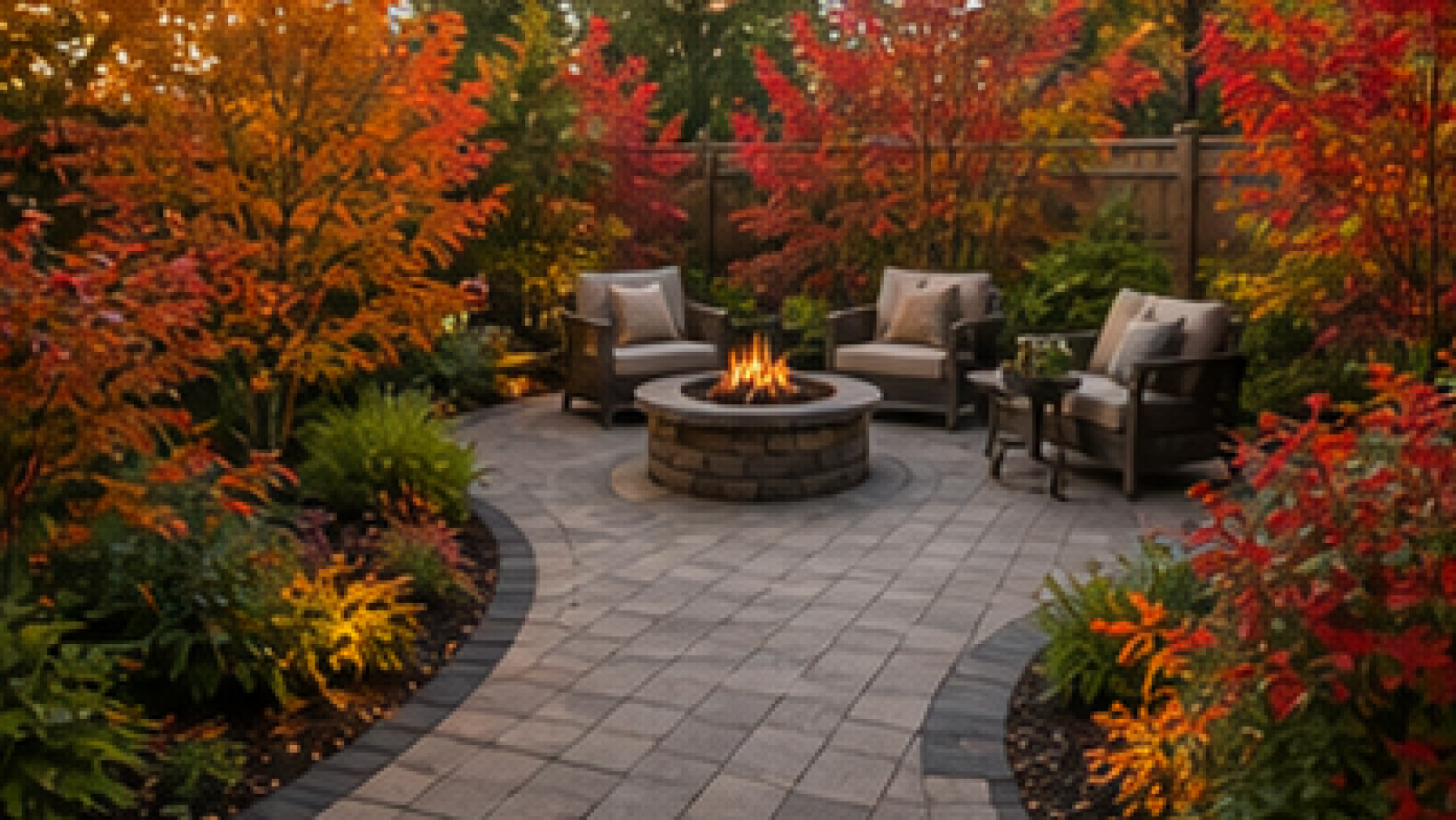 Paver Patio Ideas with seasonal color