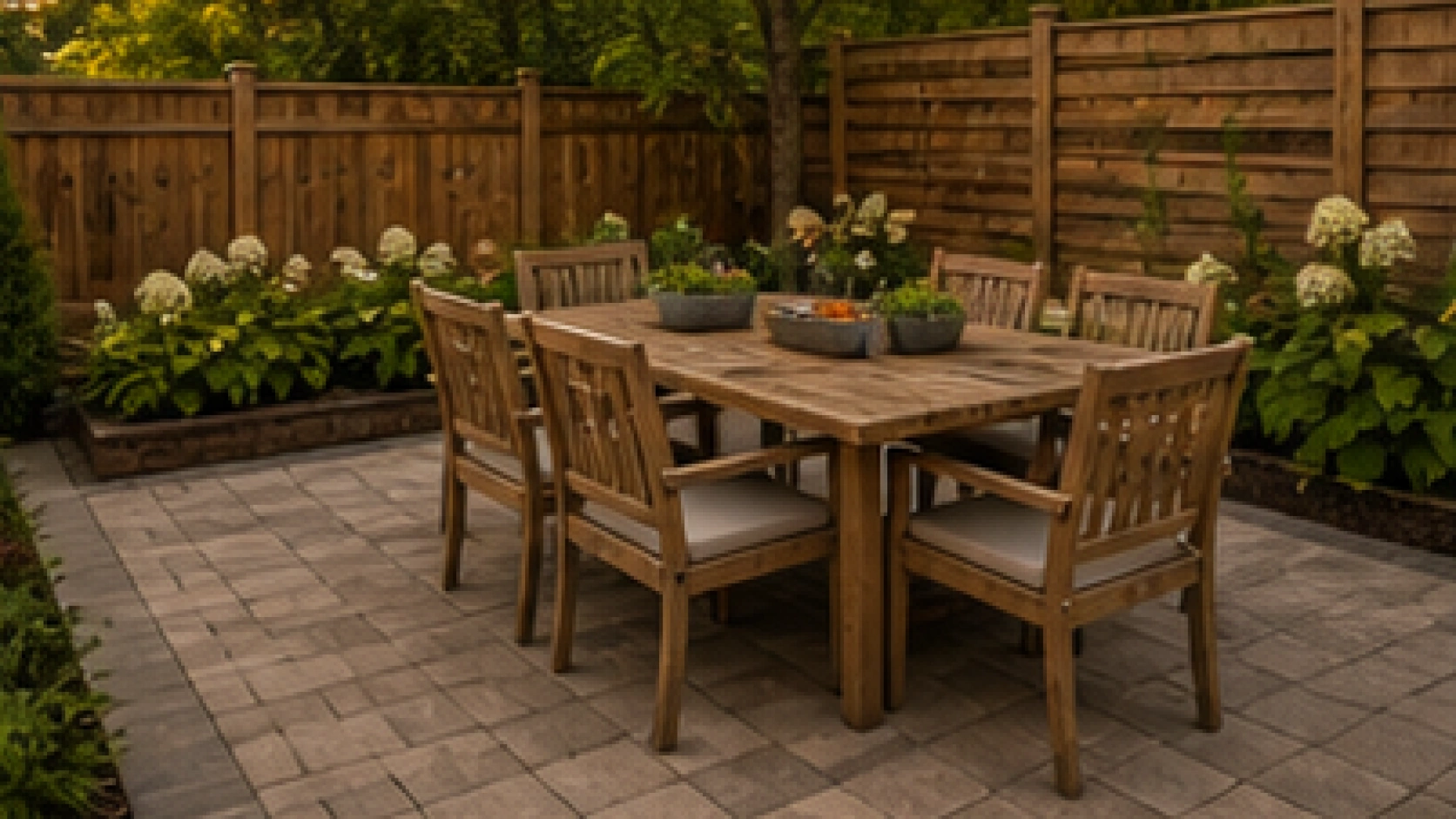 Paver Patio Ideas with natural wood