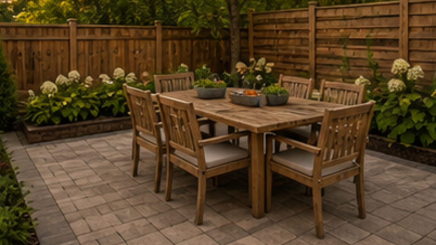 Paver Patio Ideas with natural wood