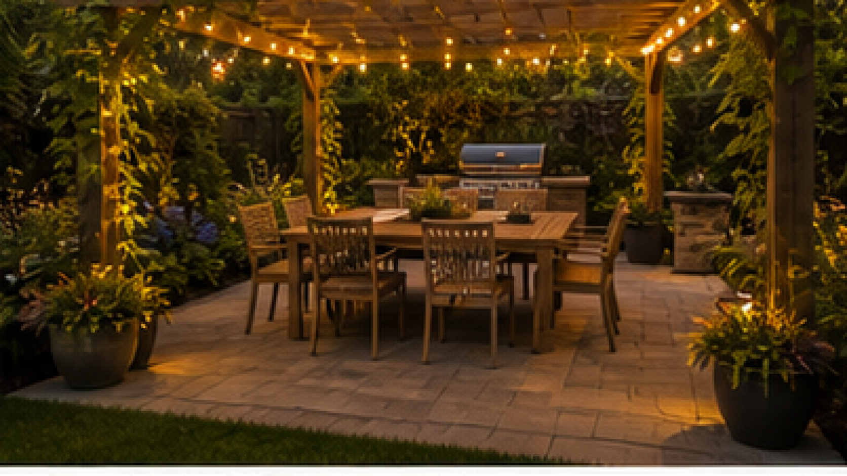 Pergola Landscaping Ideas with planters