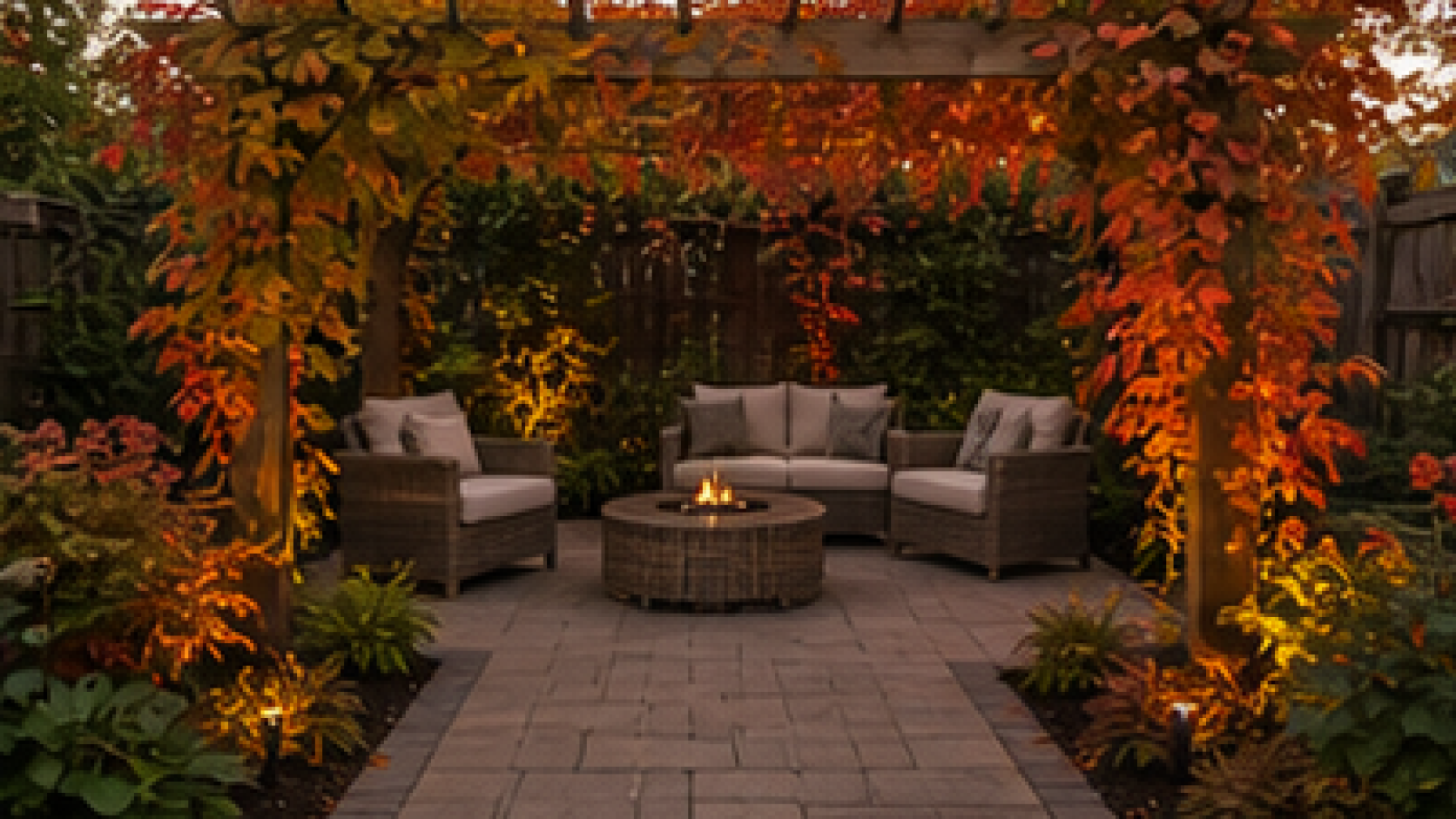 Pergola Landscaping Ideas with seasonal color