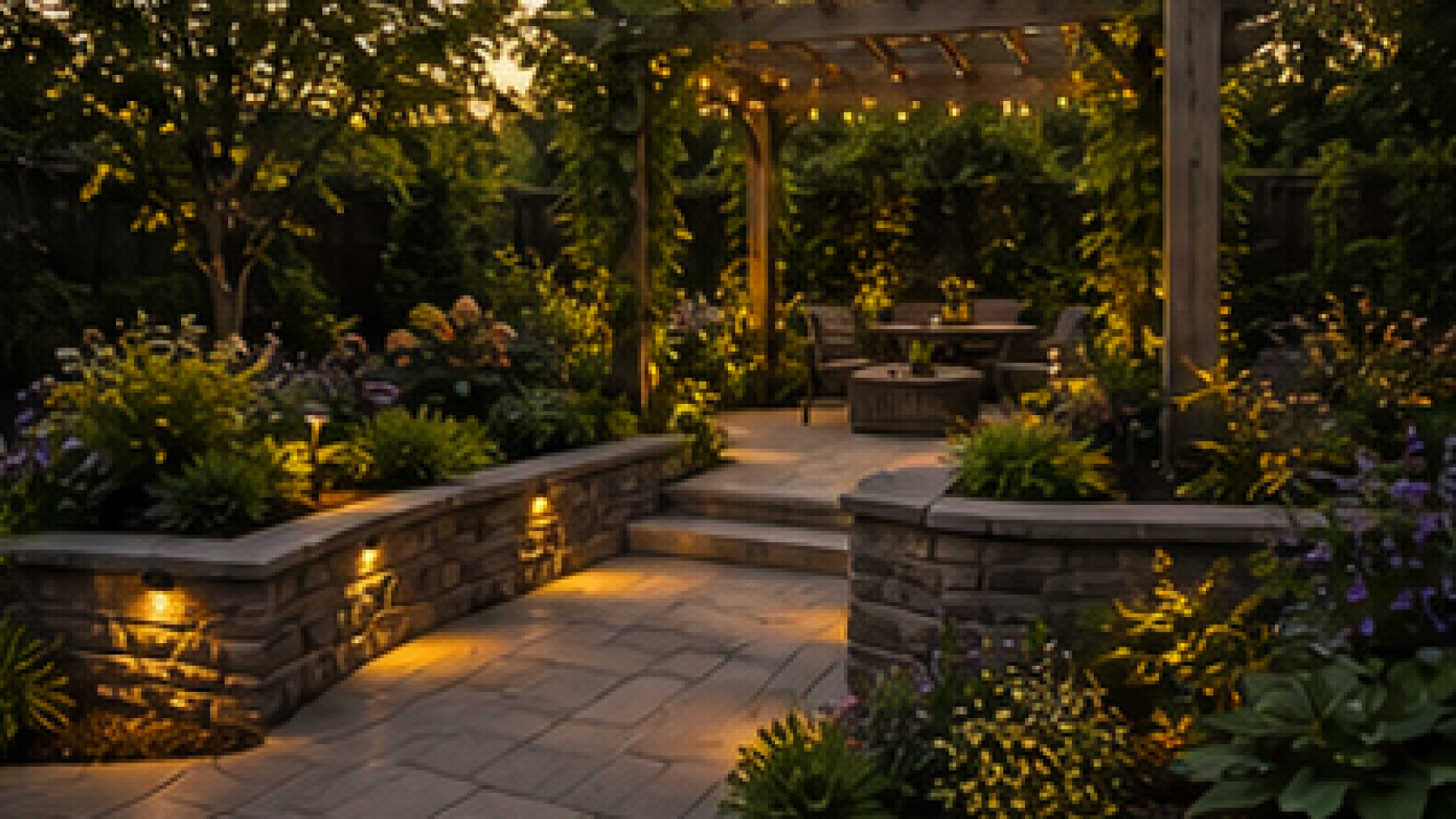 Pergola Landscaping Ideas with stone border