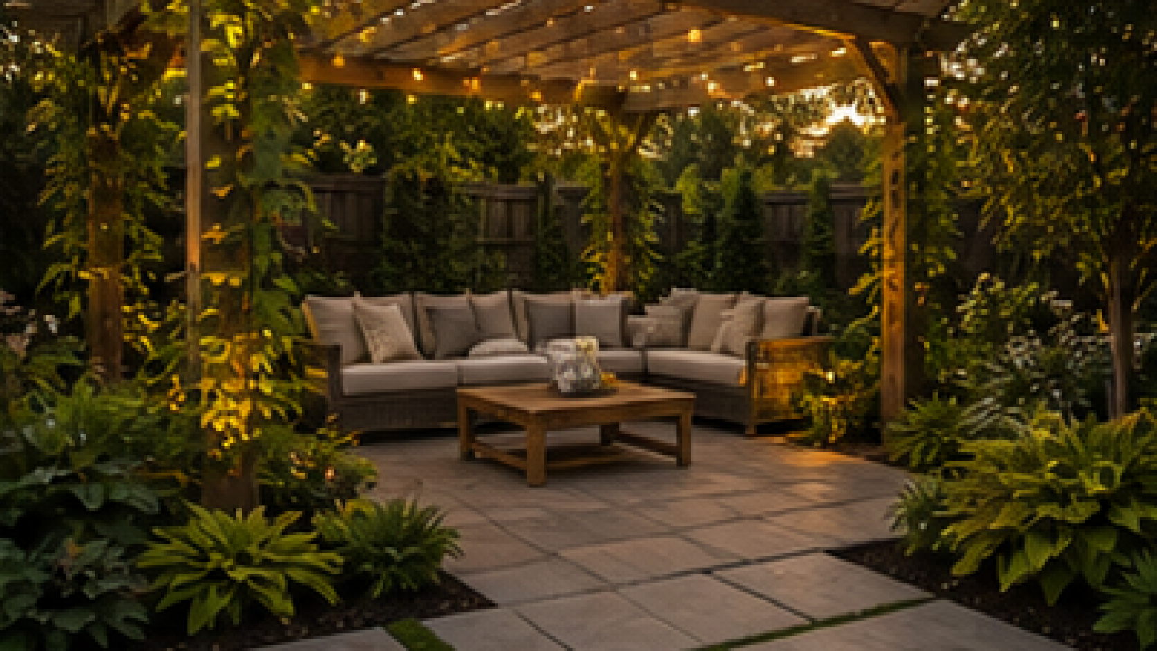 Pergola Landscaping Ideas with natural wood