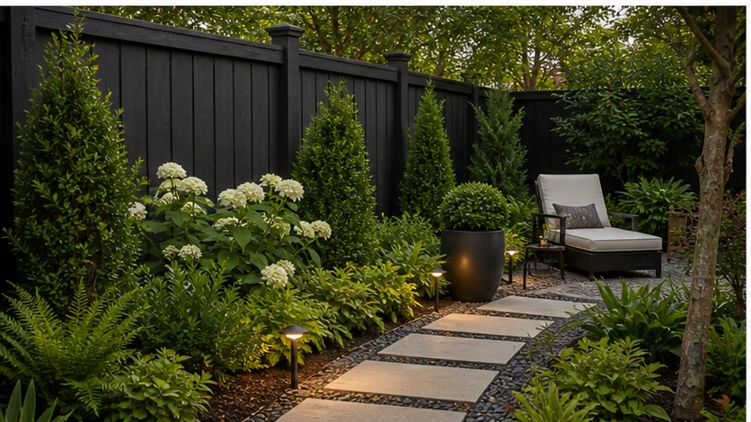 Privacy Fence Landscaping Ideas with alternate style