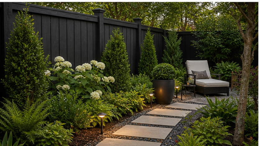 Privacy Fence Landscaping Ideas with alternate style