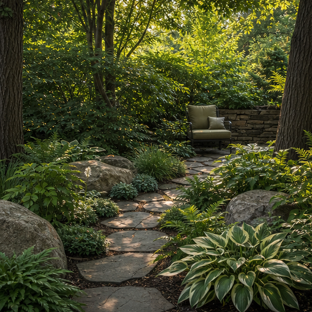 Shade Garden Landscaping Ideas with real yard setting