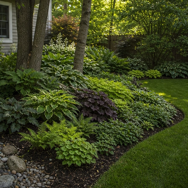 Shade Garden Landscaping Ideas with woodland edge