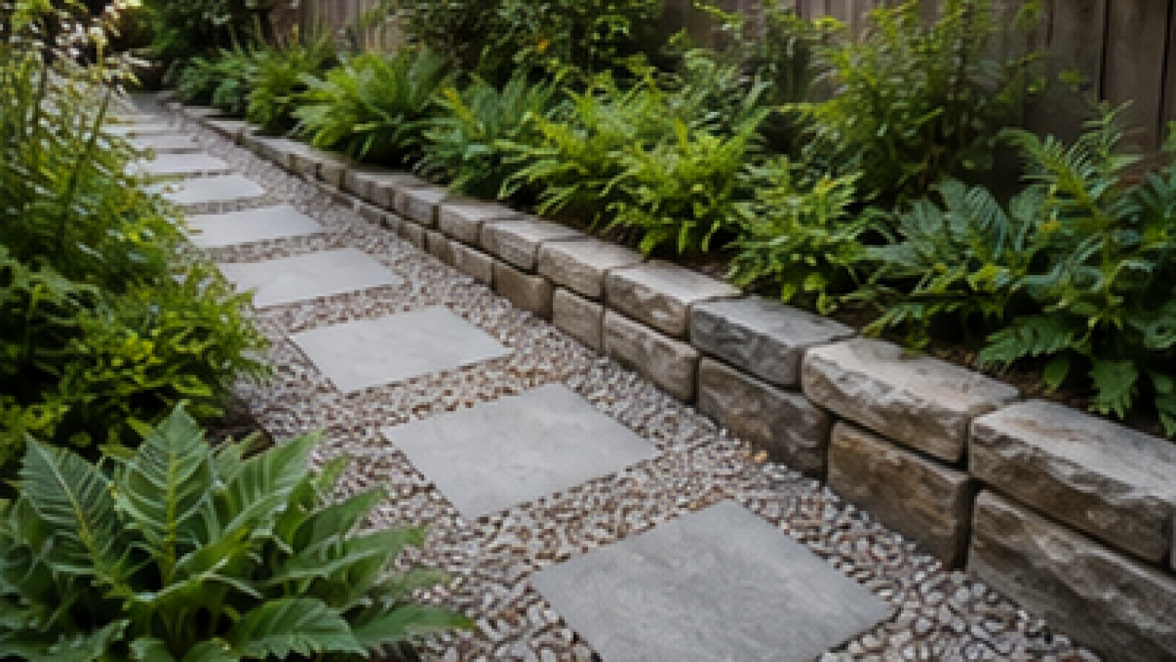 Side Yard Garden Ideas with stone border