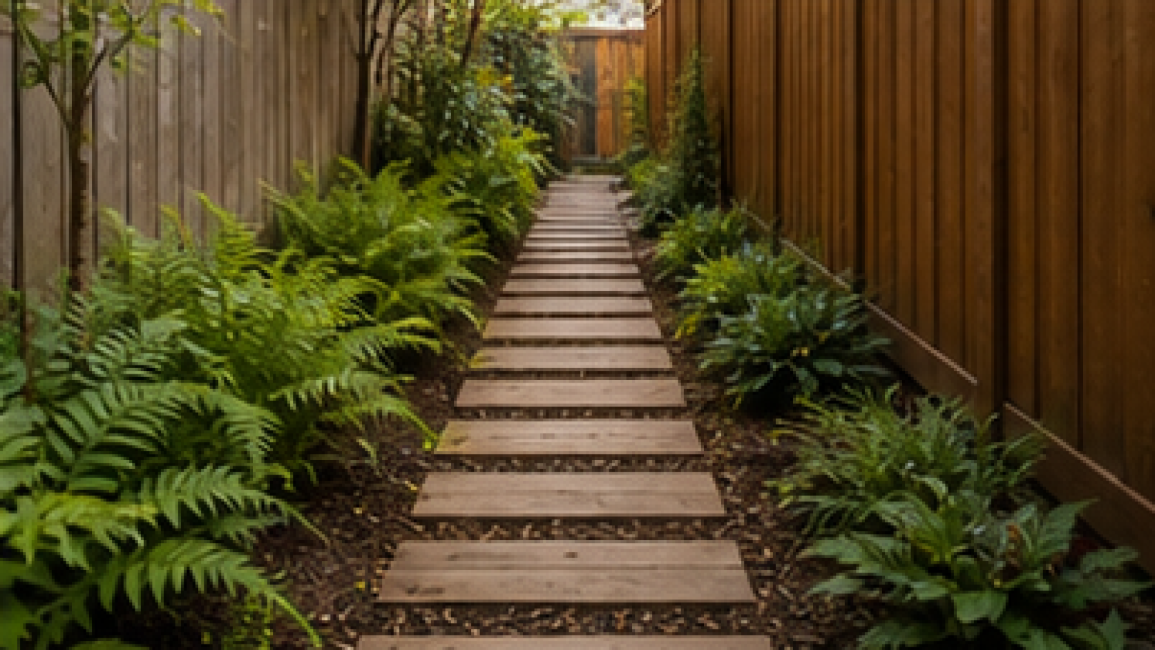 Side Yard Garden Ideas with natural wood