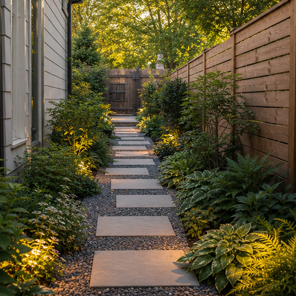 Side Yard Landscaping Ideas with layered planting