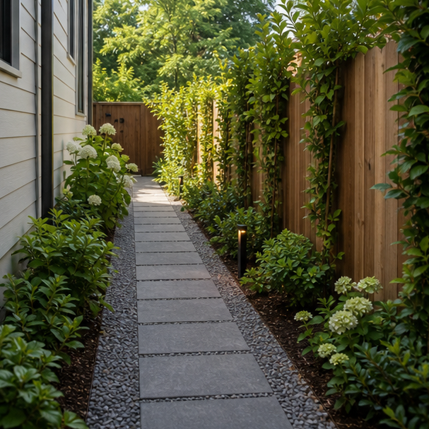 Side Yard Paver Ideas in a real setting