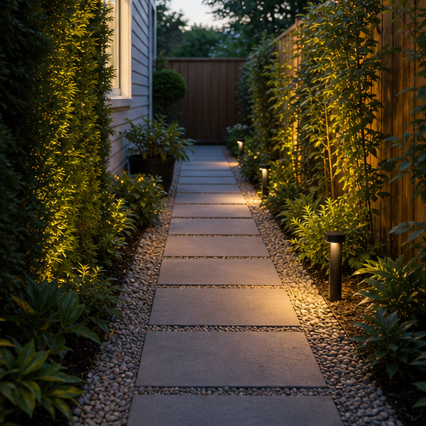 Side Yard Paver Ideas lighting idea