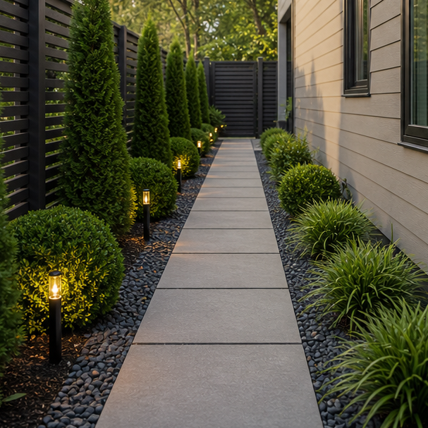 Side Yard Paver Ideas with modern pavers