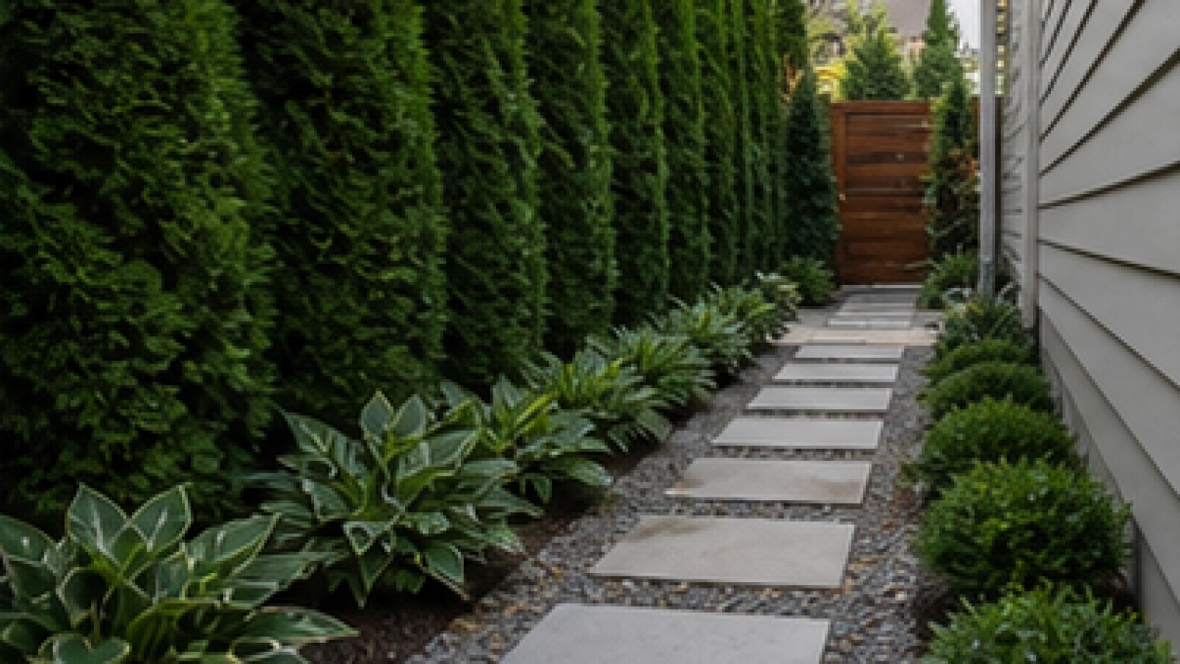 Side Yard Walkway Ideas with privacy screen