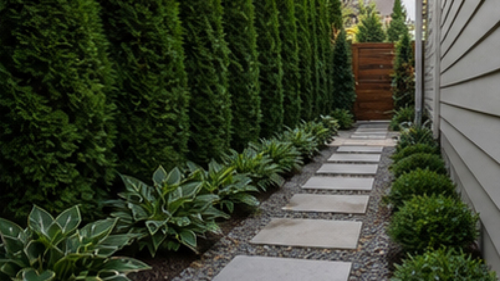 Side Yard Walkway Ideas with privacy screen