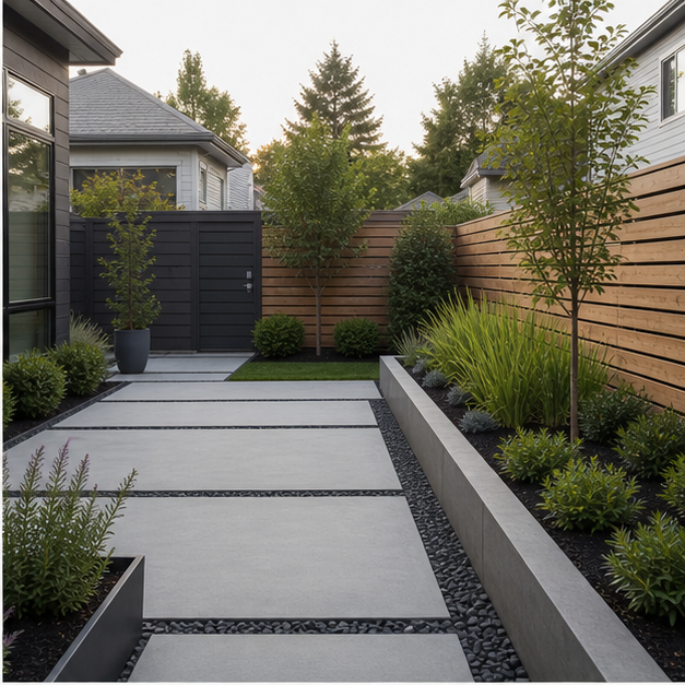 Simple Backyard Landscaping Ideas with modern lines