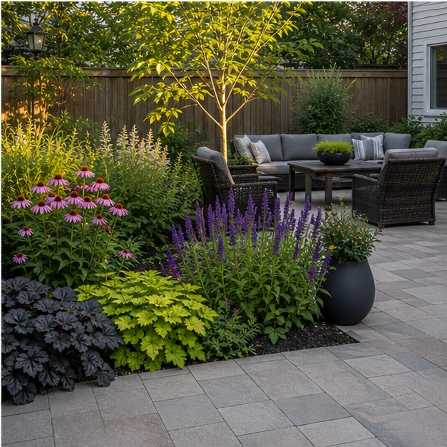 Simple Backyard Landscaping Ideas with seasonal color