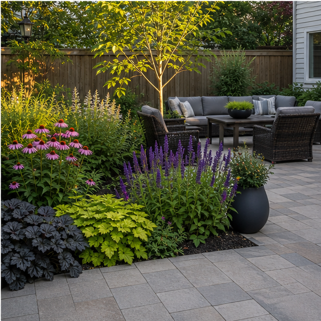 Simple Backyard Landscaping Ideas with seasonal color