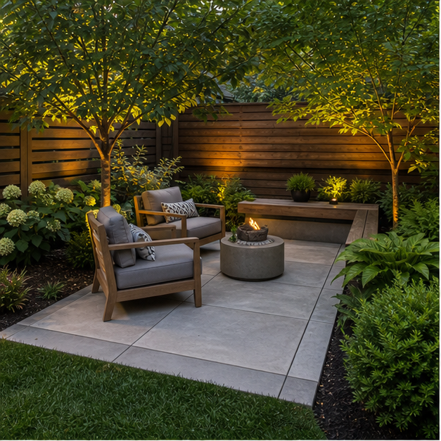 Simple Backyard Landscaping Ideas with seating zone