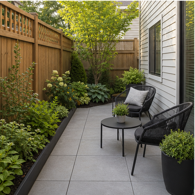 Simple Backyard Landscaping Ideas with small-space angle