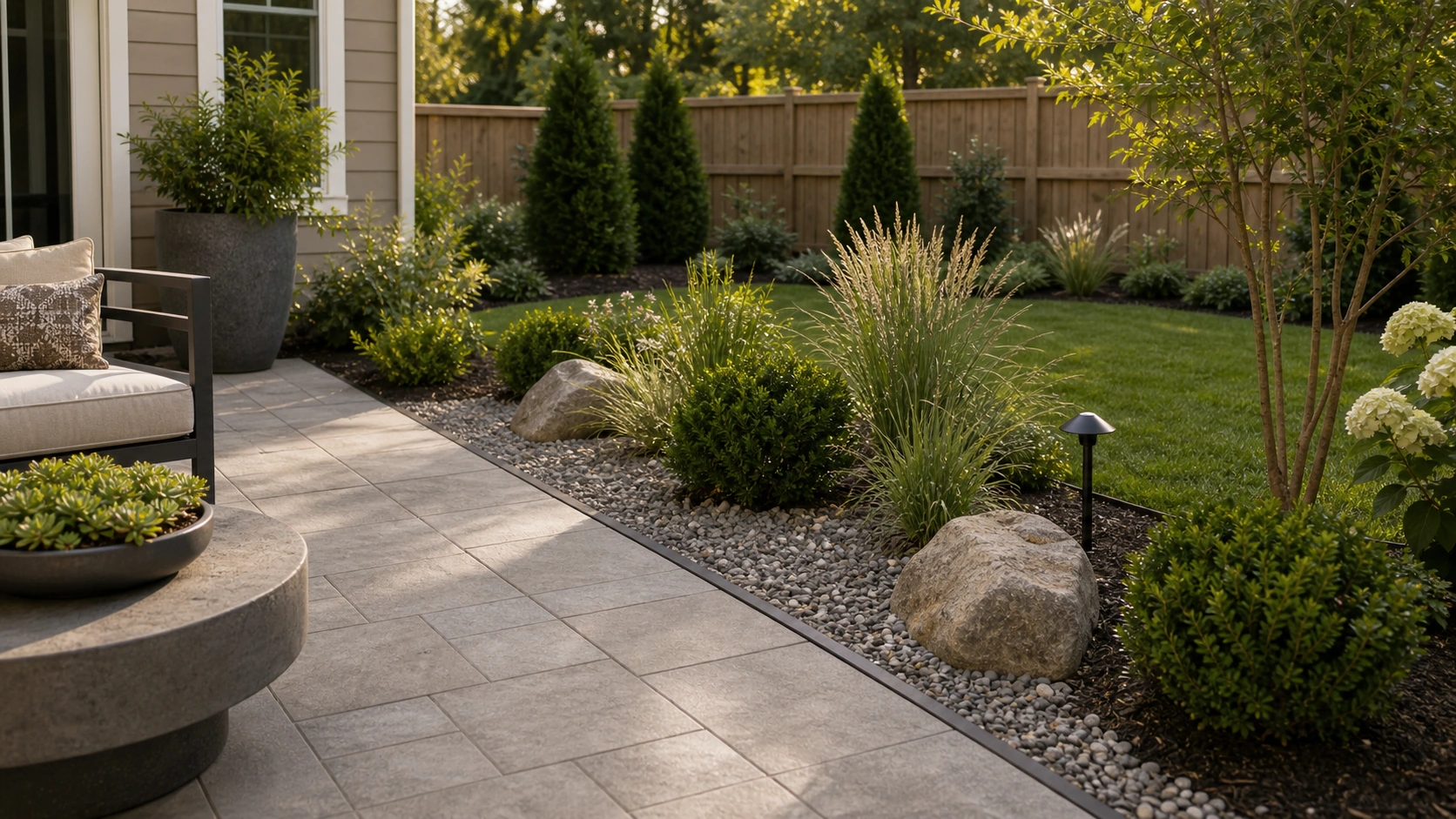 Simple Backyard Landscaping Ideas materials and planting