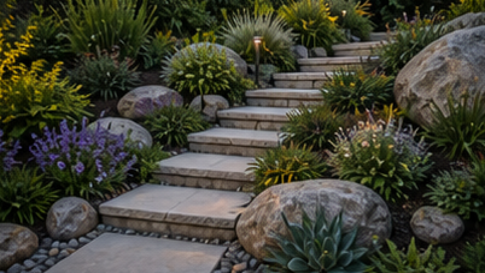 Sloped Backyard Landscaping Ideas planting and material detail