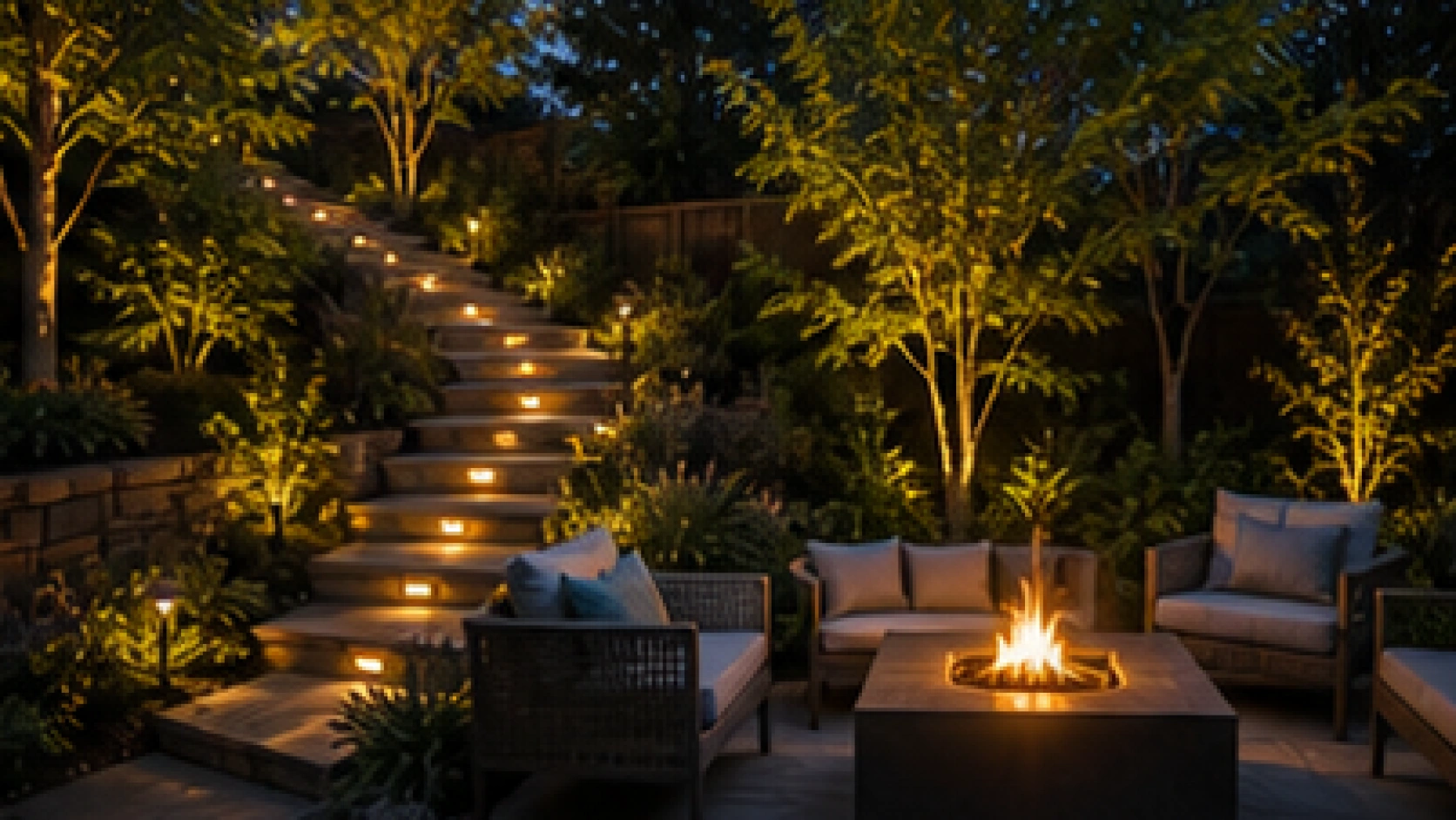Sloped Backyard Landscaping Ideas lighting idea