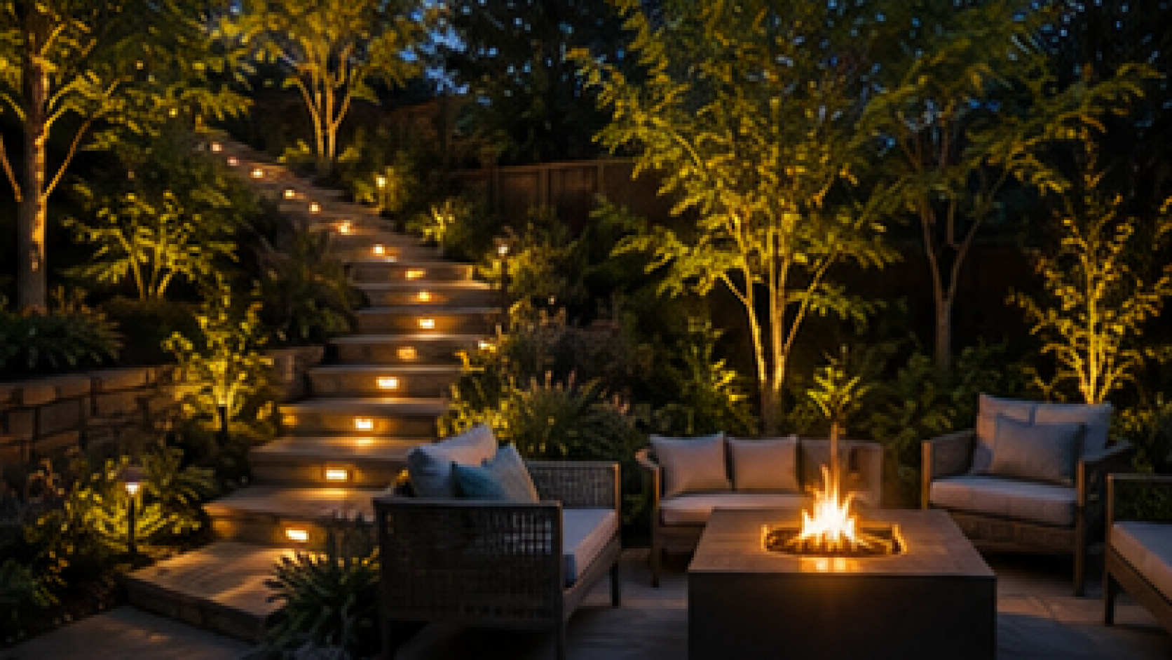 Sloped Backyard Landscaping Ideas lighting idea