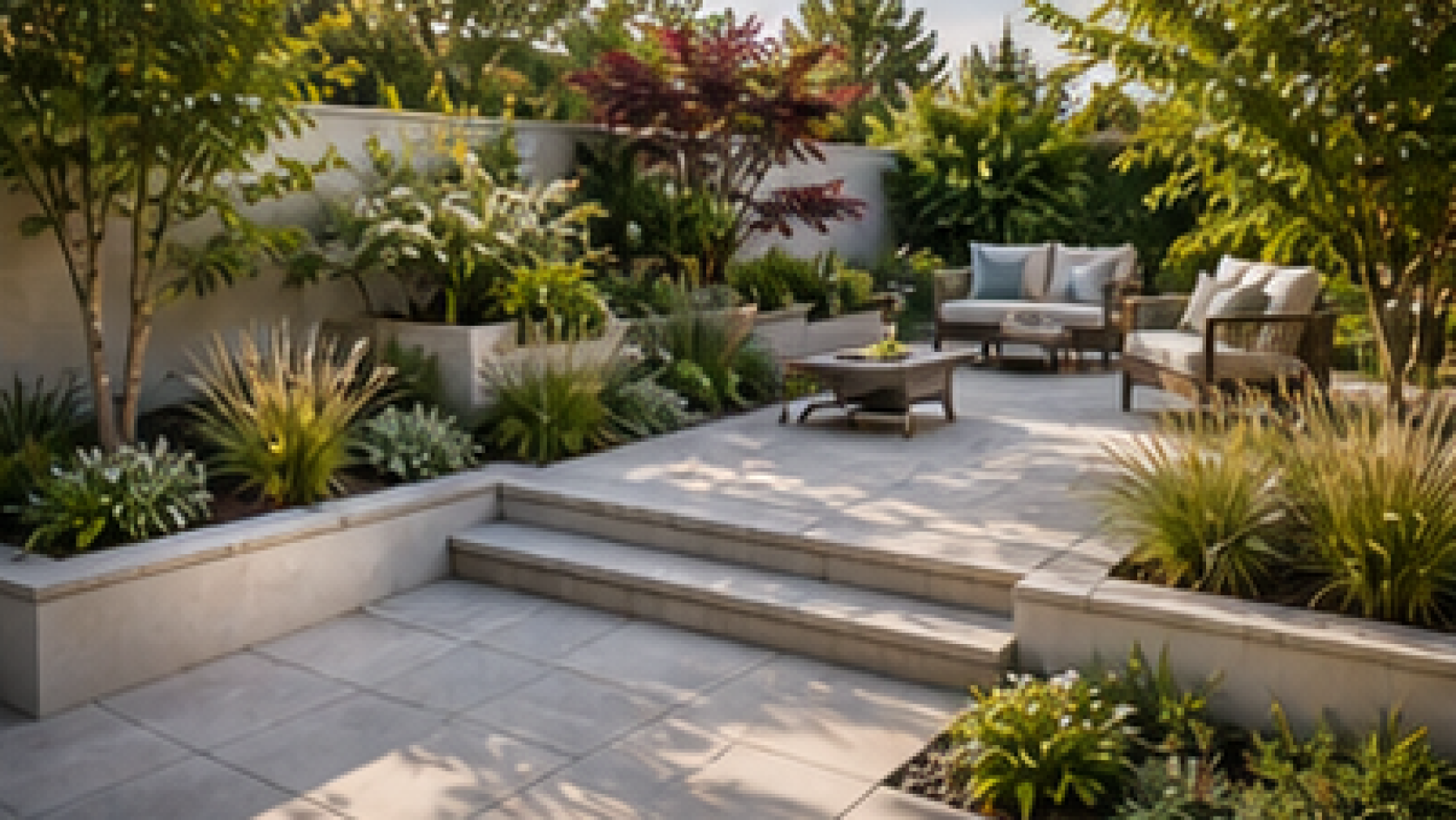 Sloped Backyard Landscaping Ideas with light pavers