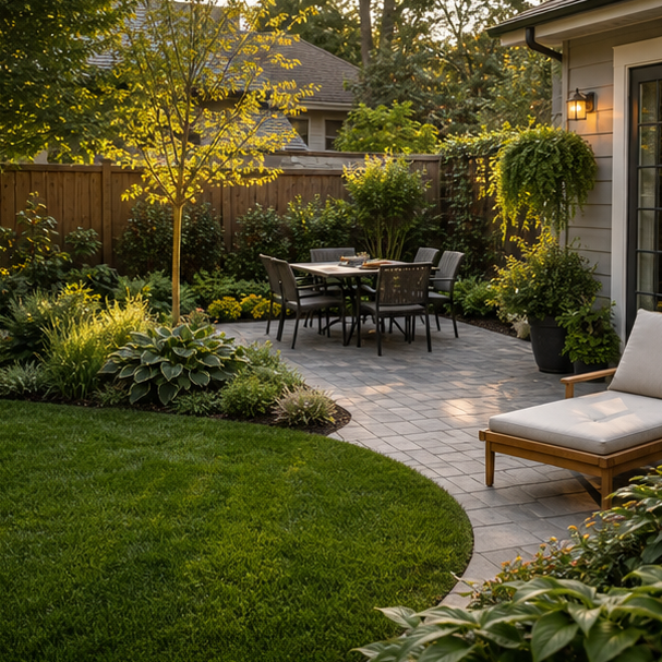 Small Backyard Landscaping Ideas with layered planting