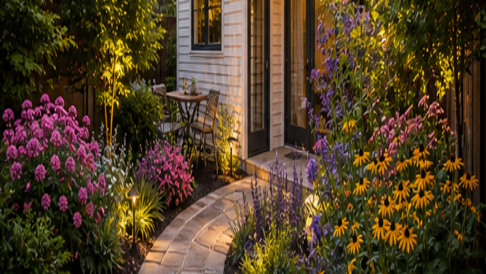 Small Backyard Landscaping Ideas with seasonal color