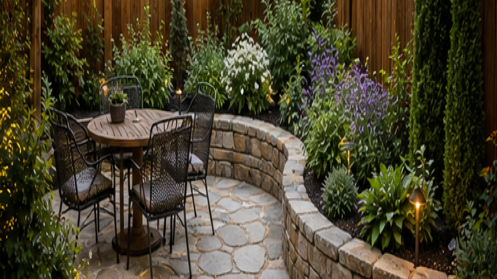 Small Backyard Landscaping Ideas with stone border