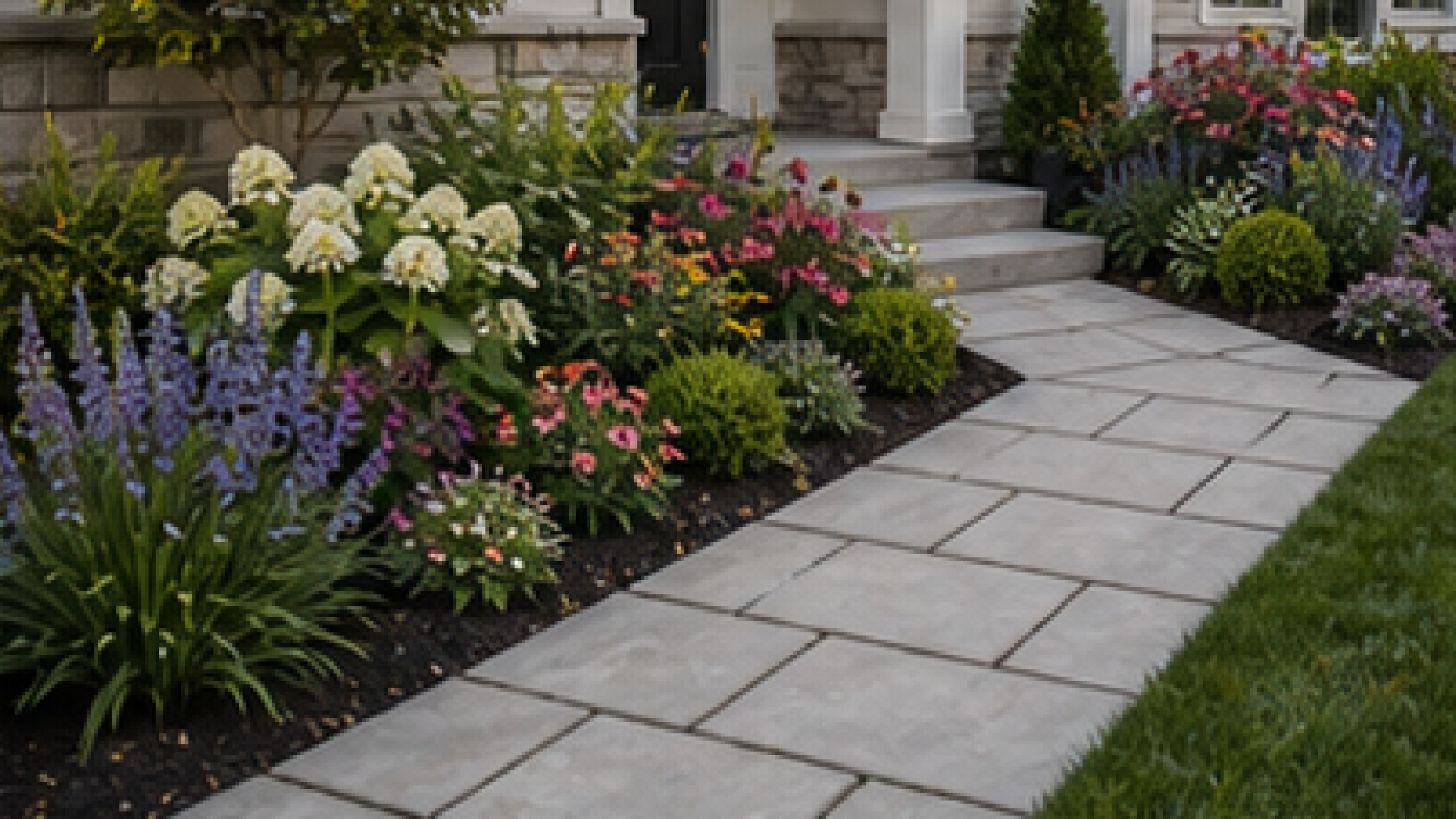 Small Front Yard Flower Bed Ideas with light gravel