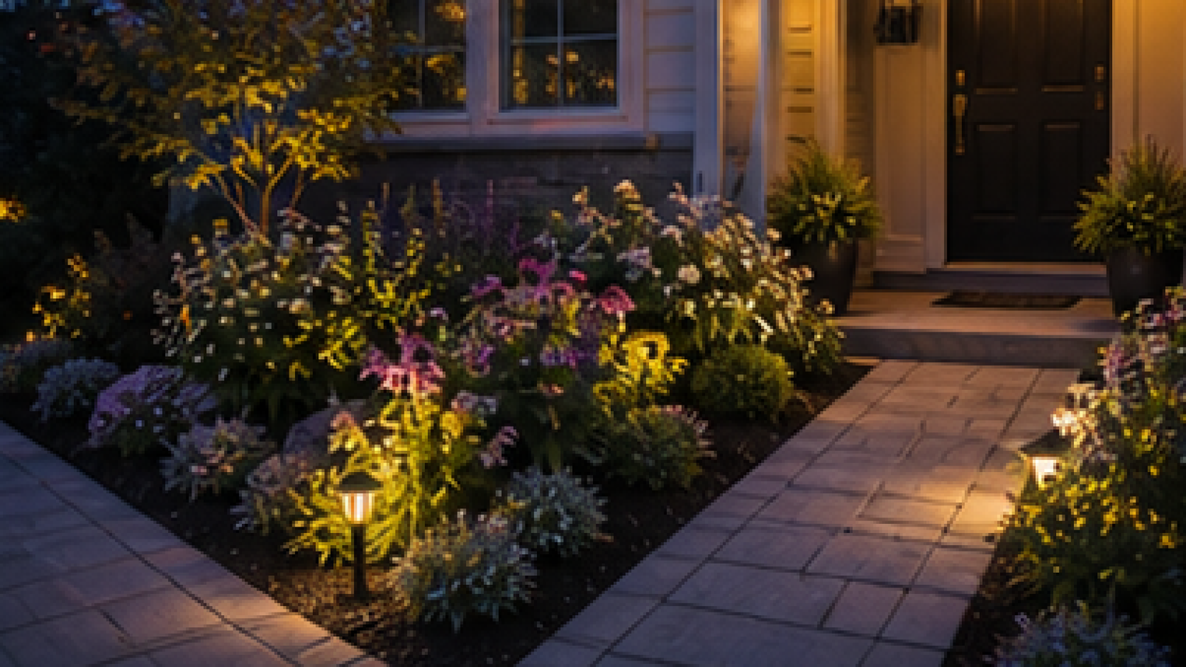 Small Front Yard Flower Bed Ideas lighting idea