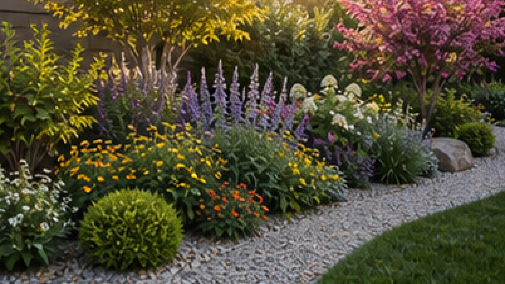 Small Front Yard Flower Bed Ideas with seasonal color