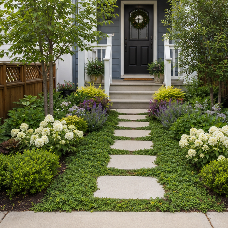 Small Front Yard Landscaping Ideas planting and material detail