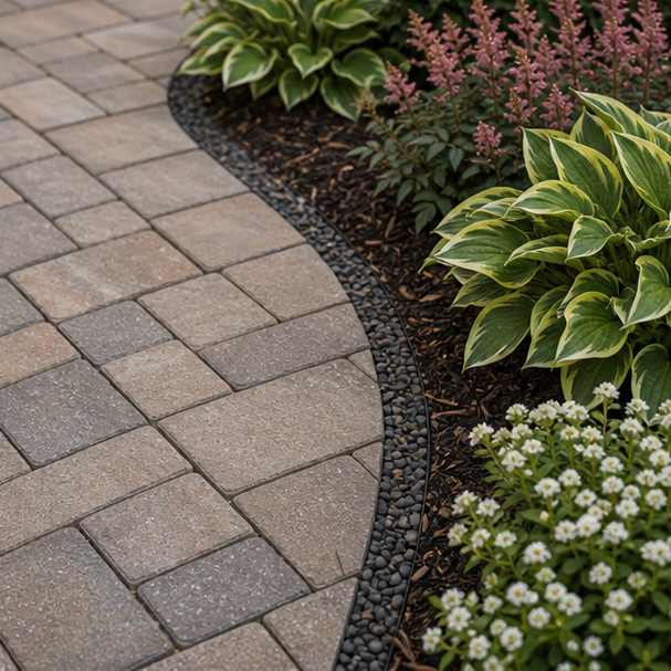 Small Patio Landscaping Ideas with material and planting detail