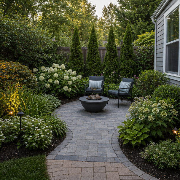 Small Patio Landscaping Ideas with layout direction