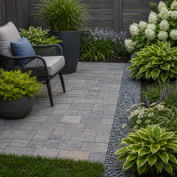 Small Patio Landscaping Ideas with materials and planting