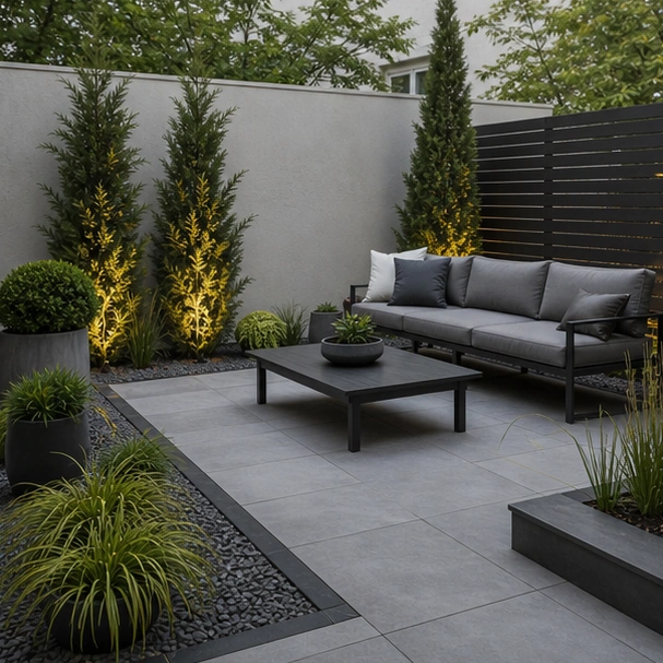 Small Patio Landscaping Ideas with modern compact look