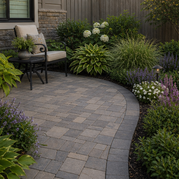 Small Patio Landscaping Ideas with paver pattern