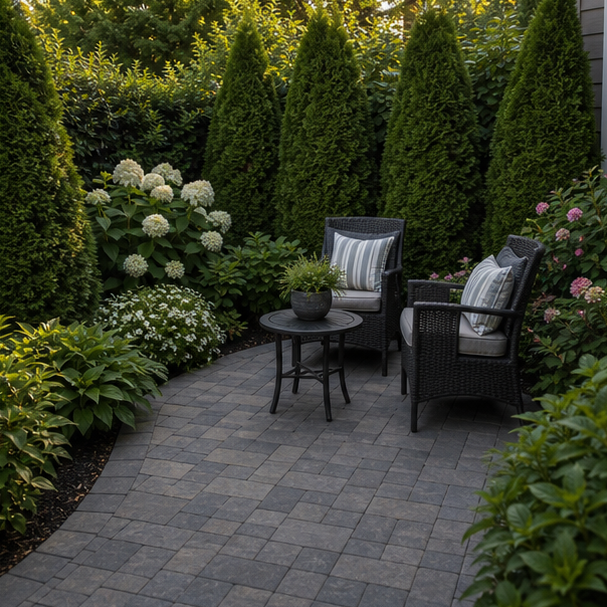 Small Patio Landscaping Ideas with privacy corner