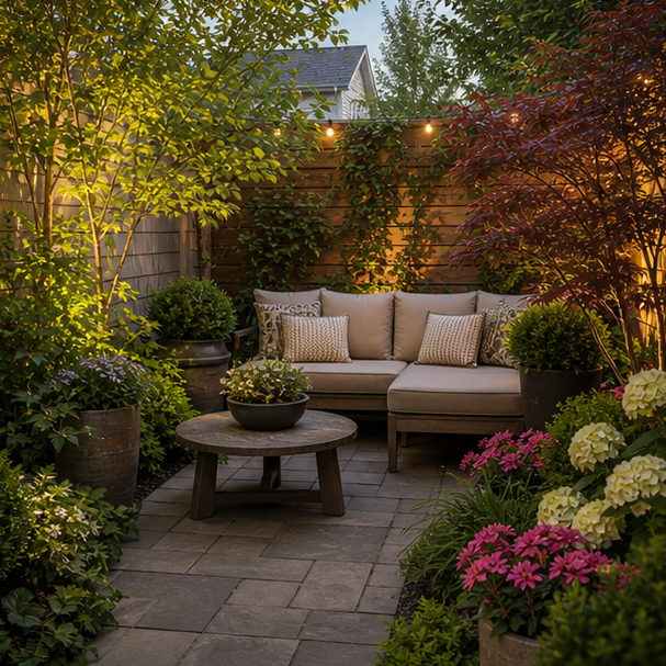 Small Yard Landscaping Ideas with compact seating