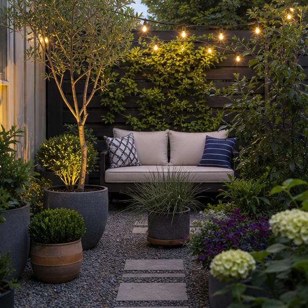 Small Yard Landscaping Ideas with container plants